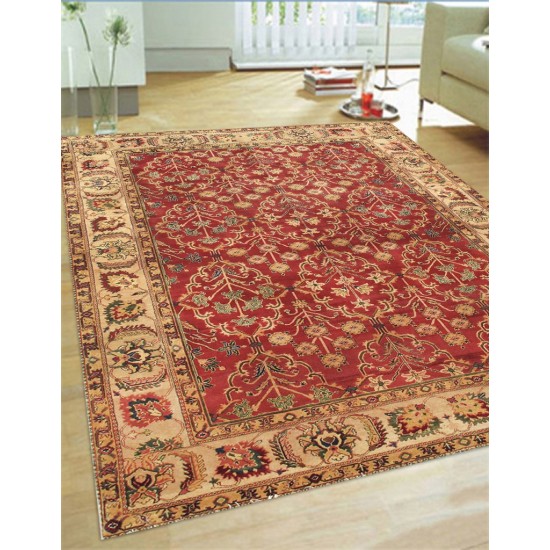 Pasargad Home Agra Collection Hand-Knotted Lamb's Wool Area Rug- 6' 3" X 8' 9"