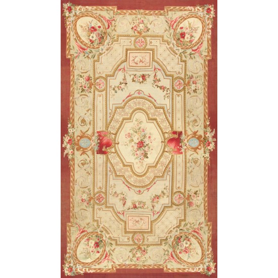 Pasargad Home Antique Abusson L. Green Lamb's Wool Area Rug-14' 0" X 25' 0"