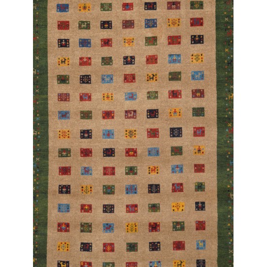 Pasargad Home Gabbeh Collection Hand-Knotted Lamb's Wool Area Rug- 5' 1" X 7' 2"