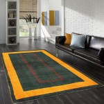 Pasargad Home Gabbeh Collection Hand-Knotted Lamb's Wool Area Rug- 3' 4" X 5' 1"