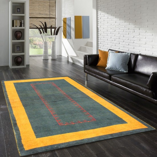 Pasargad Home Gabbeh Collection Hand-Knotted Lamb's Wool Area Rug- 3' 4" X 5' 1"