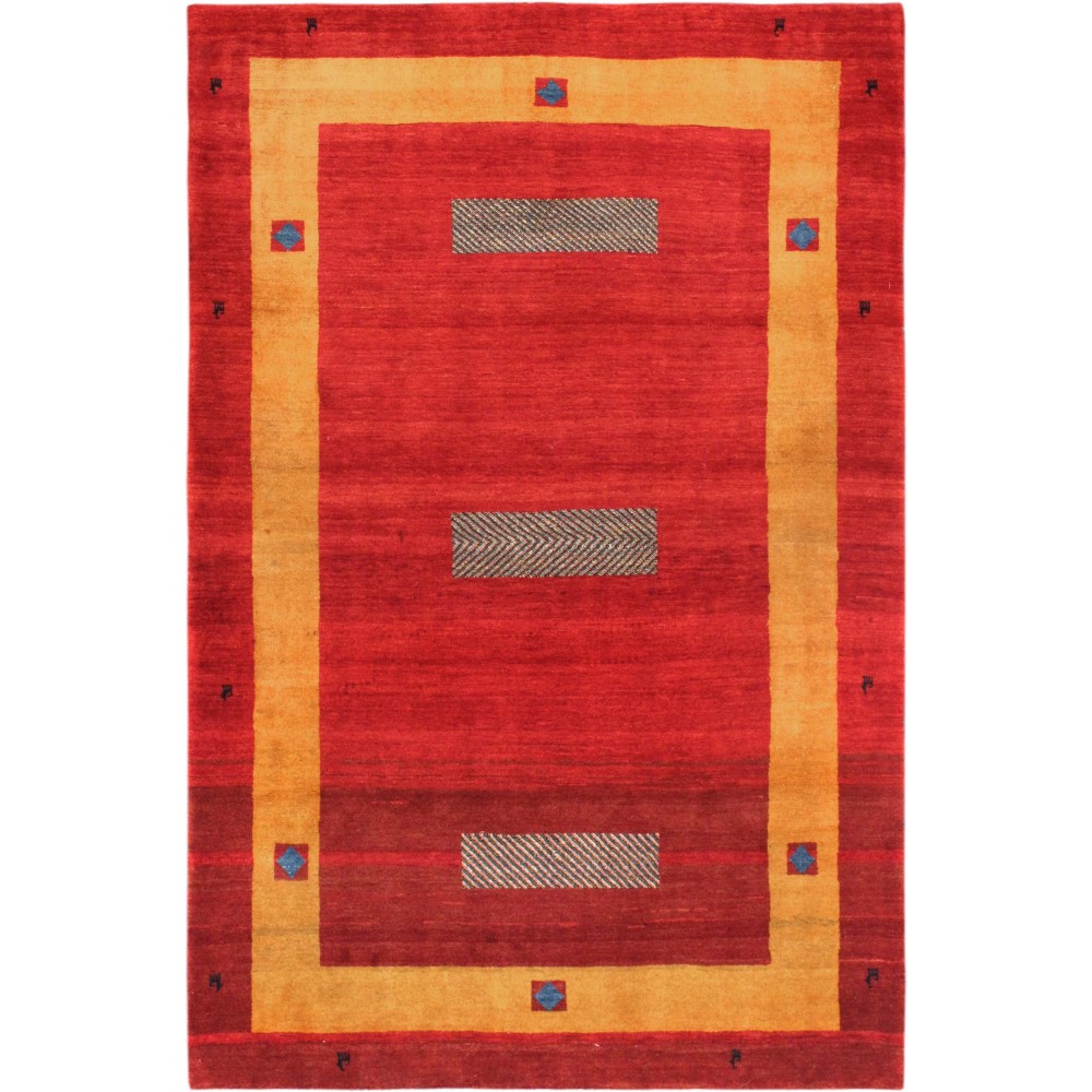 Pasargad Home Gabbeh Collection Hand-Knotted Lamb's Wool Area Rug- 4' 0" X 6' 2"