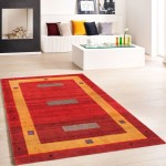 Pasargad Home Gabbeh Collection Hand-Knotted Lamb's Wool Area Rug- 4' 0" X 6' 2"