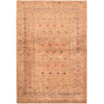 Pasargad Home Gabbeh Hand-Knotted Lamb's Wool Area Rug- 3' 4" X 4' 10"