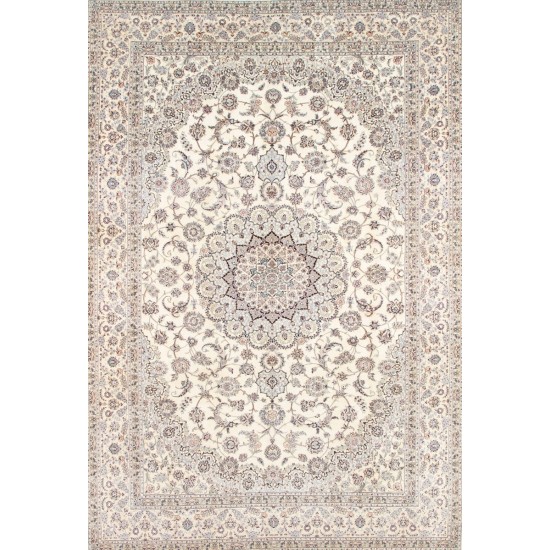 Pasargad Home Nain Colletion Hand-Knotted Silk & Wool Area Rug- 7' 3" X 10' 9"