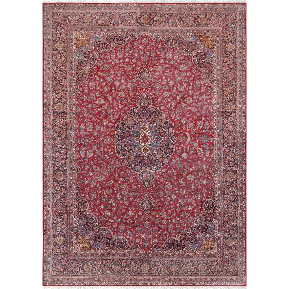 Pasargad Home Antique Kashan Collection Red Lamb's Wool Area Rug-10' 7" X 15' 0"