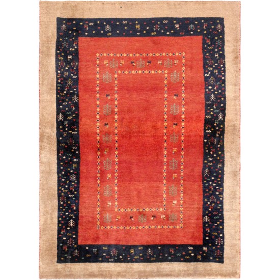 Pasargad Home Gabbeh Collection Hand-Knotted Lamb's Wool Area Rug- 3' 7" X 5' 1"