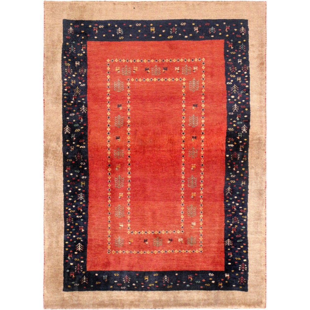 Pasargad Home Gabbeh Collection Hand-Knotted Lamb's Wool Area Rug- 3' 7" X 5' 1" Pasargad Home Gabbeh Collection Hand-Knotted Lamb's Wool Area Rug- 3' 7" X 5' 1"