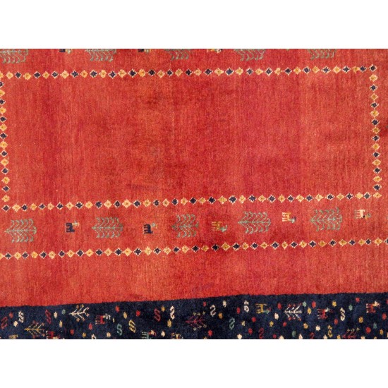 Pasargad Home Gabbeh Collection Hand-Knotted Lamb's Wool Area Rug- 3' 7" X 5' 1"