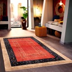 Pasargad Home Gabbeh Collection Hand-Knotted Lamb's Wool Area Rug- 3' 7" X 5' 1"