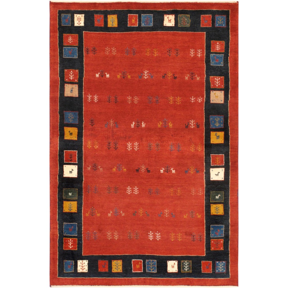 Pasargad Home Gabbeh Hand-Knotted Lamb's Wool Area Rug- 3' 11" X 5' 11"