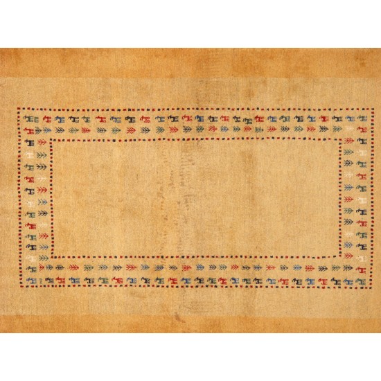 Pasargad Home Gabbeh Collection Hand-Knotted Lamb's Wool Area Rug- 3' 6" X 5' 5"