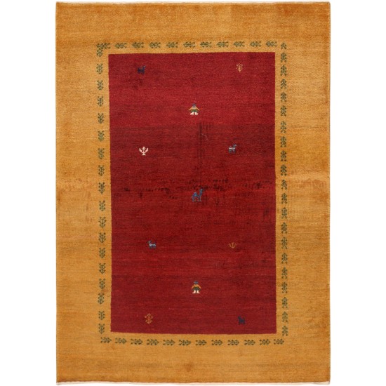Pasargad Home Gabbeh Collection Hand-Knotted Lamb's Wool Area Rug- 3' 5" X 4' 9"
