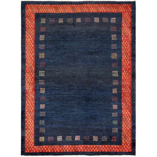 Pasargad Home Gabbeh Collection Hand-Knotted Lamb's Wool Area Rug- 4' 2" X 5' 6"