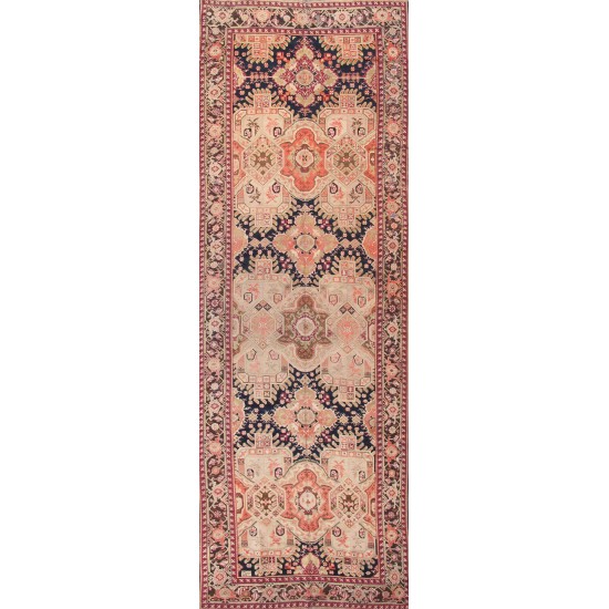 Pasargad Home Antique Karabakh Navy Lamb's Wool Area Rug- 6' 3" X 18' 3"