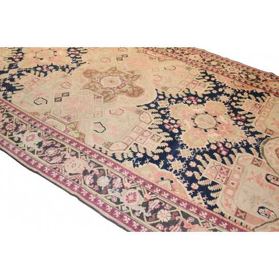 Pasargad Home Antique Karabakh Navy Lamb's Wool Area Rug- 6' 3" X 18' 3"