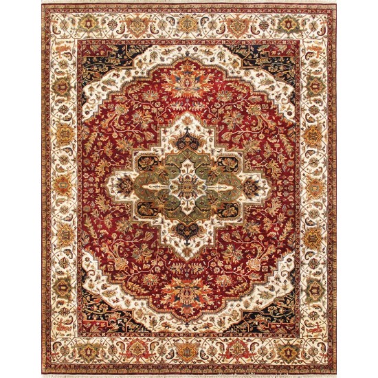 Pasargad Home Agra Collection Hand-Knotted Lamb's Wool Area Rug- 8' 0" X 10' 0"
