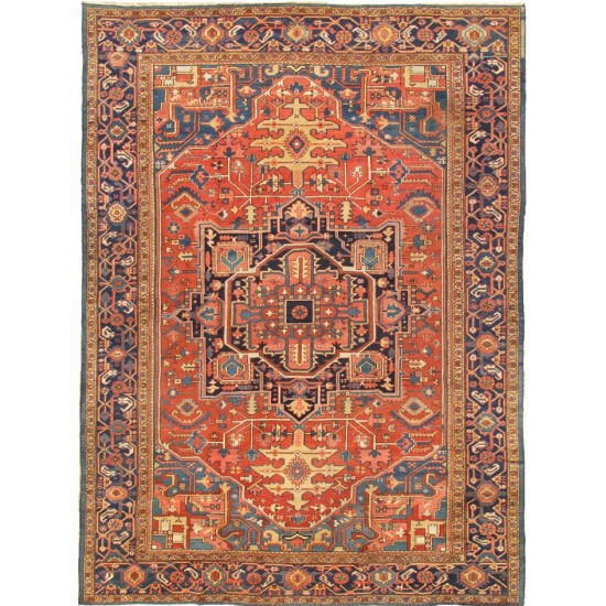 Pasargad Home Antique Heriz Collection Rust Lamb's Wool Area Rug-11' 2" X 15' 3"