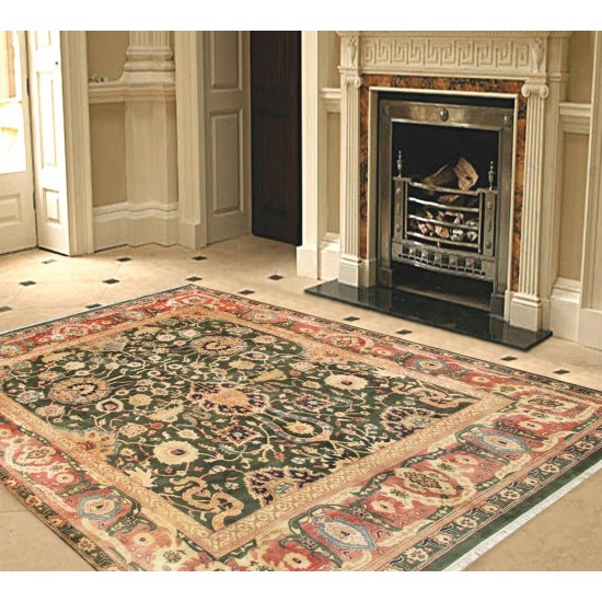 Pasargad Home Agra Collection Hand-Knotted Lamb's Wool Area Rug- 9' 2" X 12' 9"