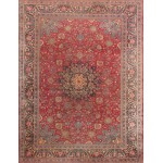 Pasargad Home Antique Kashan Collection Red Lamb's Wool Area Rug-10' 5" X 13' 6"