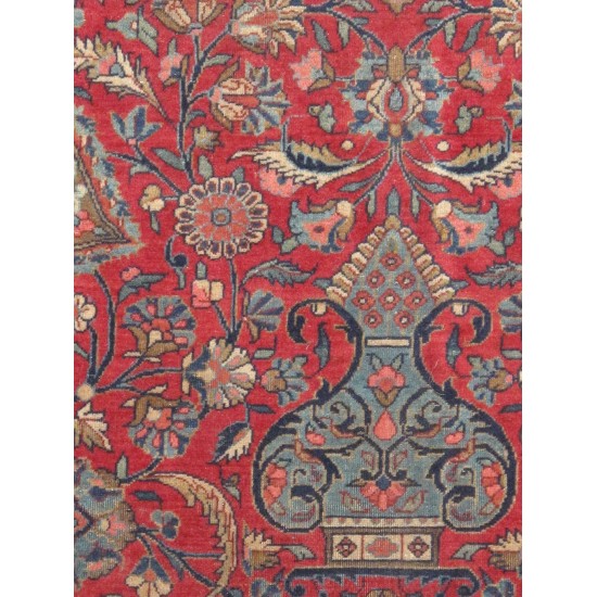 Pasargad Home Antique Kashan Collection Red Lamb's Wool Area Rug-10' 5" X 13' 6"