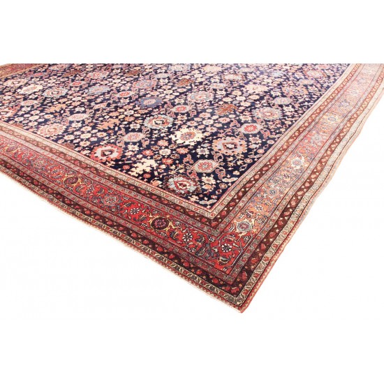 Pasargad Home Antique Bidjar Navy Lamb's Wool Area Rug-13' 0" X 17' 7"