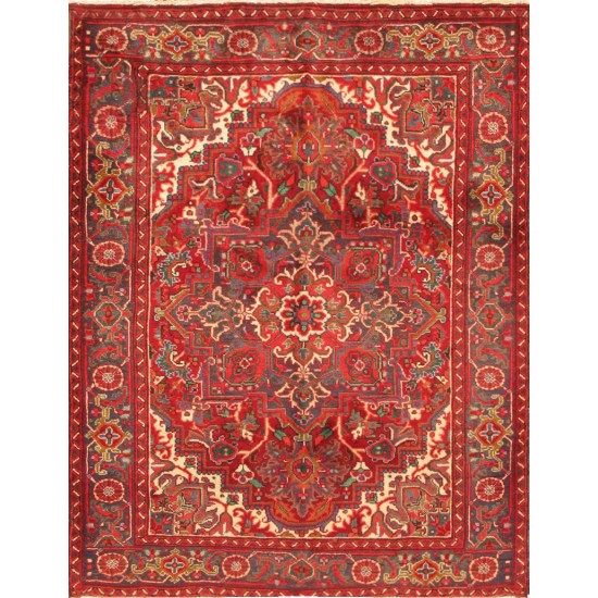 Pasargad Home Heriz Collection Lamb's Wool Area Rug- 4' 9" X 6' 2"