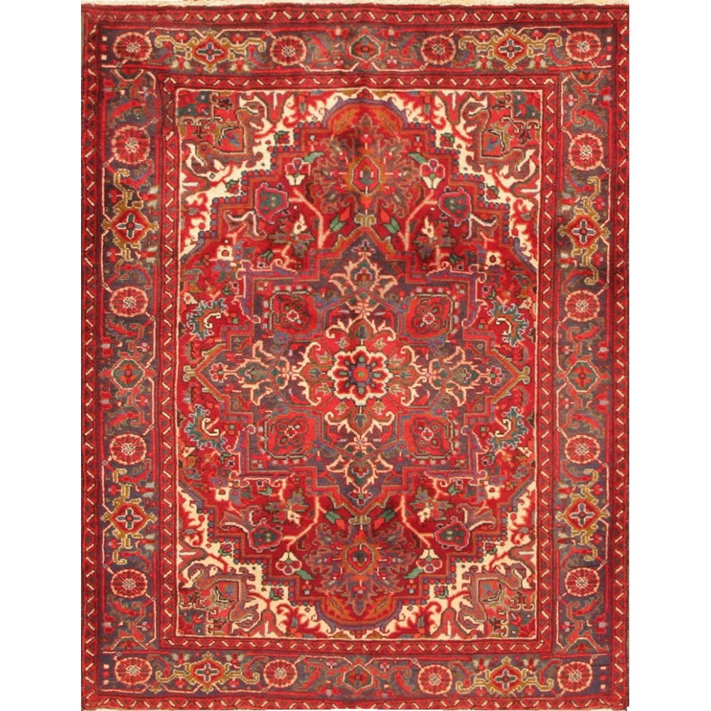 Pasargad Home Heriz Collection Lamb's Wool Area Rug- 4' 9" X 6' 2" Pasargad Home Heriz Collection Lamb's Wool Area Rug- 4' 9" X 6' 2"