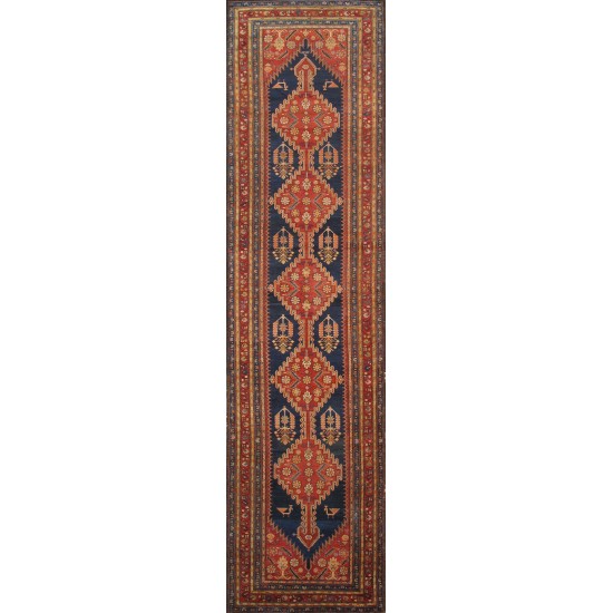 Pasargad Home Antique Malayer Navy Lamb's Wool Area Rug- 4' 0" X 14' 0"