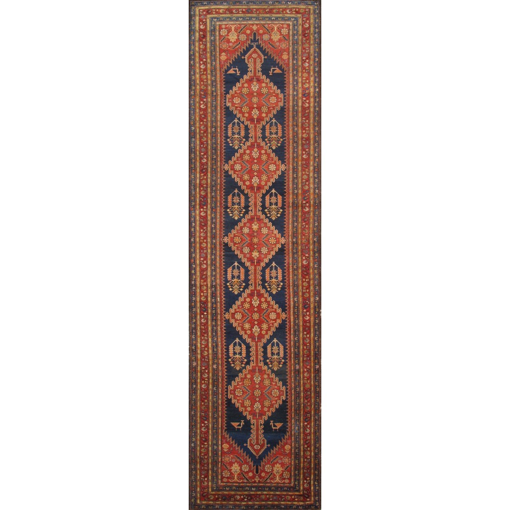 Pasargad Home Antique Malayer Navy Lamb's Wool Area Rug- 4' 0" X 14' 0"