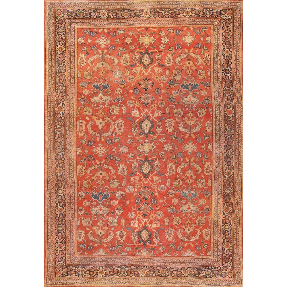 Pasargad Home Antique Sultanabad Rust Lamb's Wool Area Rug-13' 4" X 19' 4"