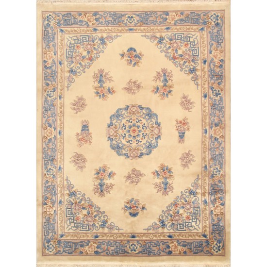 Pasargad Home Art Deco Hand-Knotted Lamb's Wool Area Rug- 8'10" X 11'10"