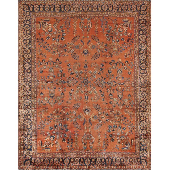 Pasargad Home Sarouk Collection Wool Area Rug- 10' 5" X 13' 6"