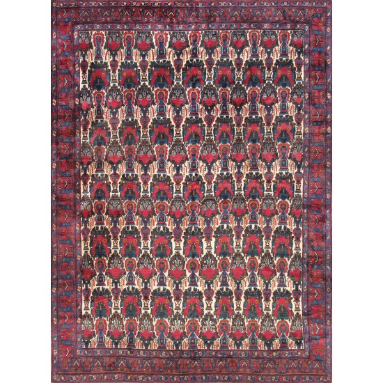 Pasargad Home Antique Bidjar Collection Hand-Knotted Wool Area Rug-8'7" X 11'8"