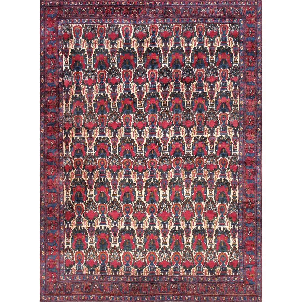 Pasargad Home Antique Bidjar Collection Hand-Knotted Wool Area Rug-8'7" X 11'8"