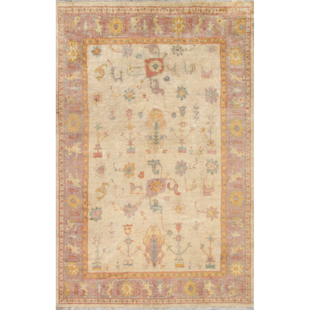 Pasargad Home Oushak Collection Hand-Knotted Wool Area Rug- 10' 0" X 14' 0"