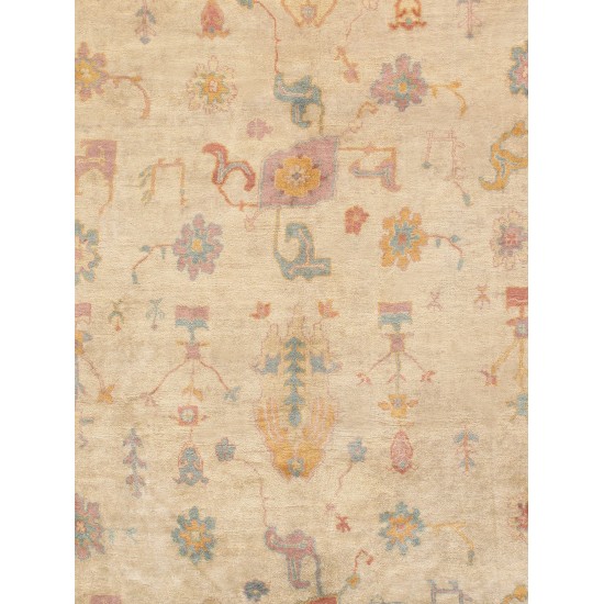 Pasargad Home Oushak Collection Hand-Knotted Wool Area Rug- 10' 0" X 14' 0"