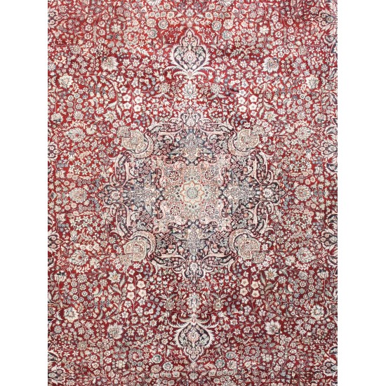 Pasargad Home Kashan Collection Hand-Knotted Silk Area Rug- 9' 3" X 12' 1"