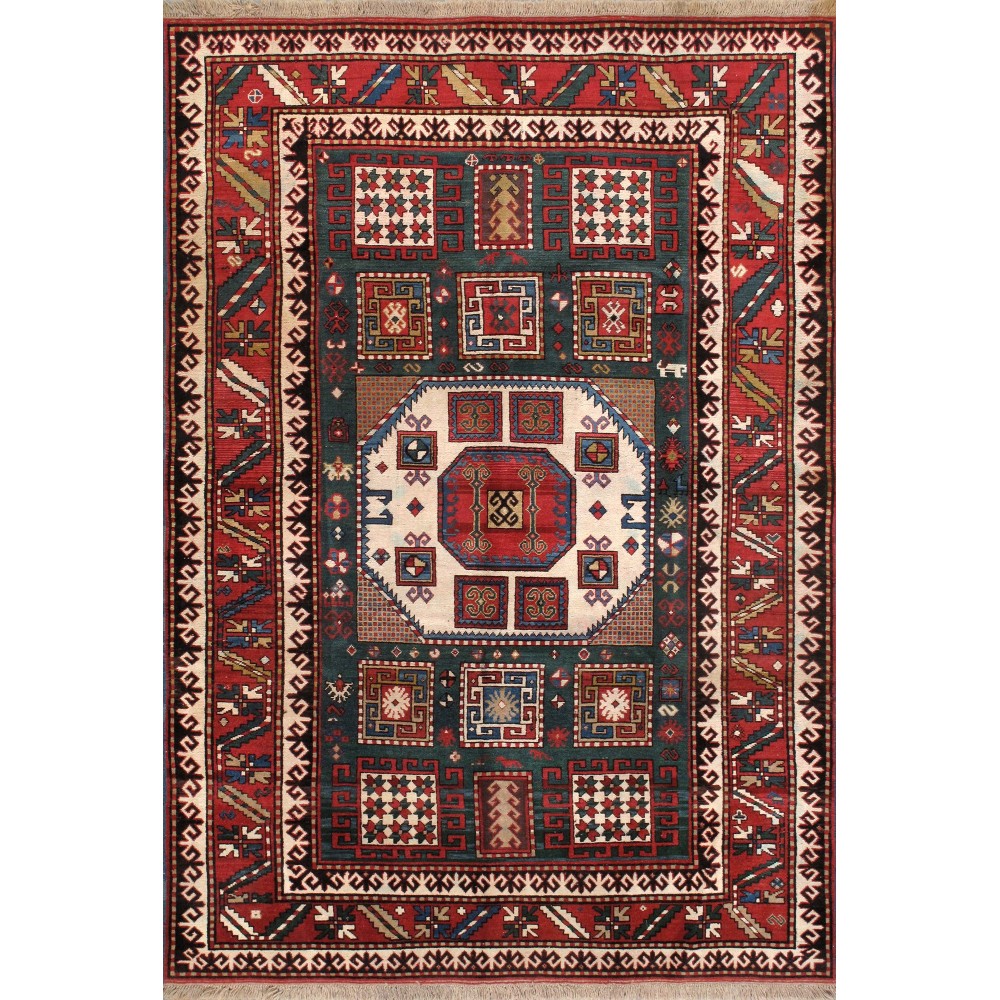 Pasargad Home Kazak Collection Hand-Knotted Wool Area Rug- 5'10" X 8' 6" Pasargad Home Kazak Collection Hand-Knotted Wool Area Rug- 5'10" X 8' 6"