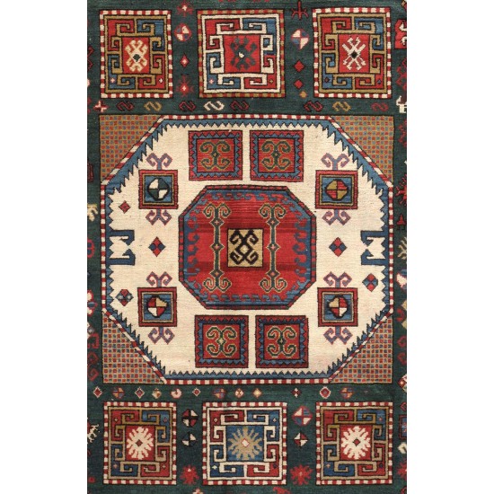 Pasargad Home Kazak Collection Hand-Knotted Wool Area Rug- 5'10" X 8' 6"