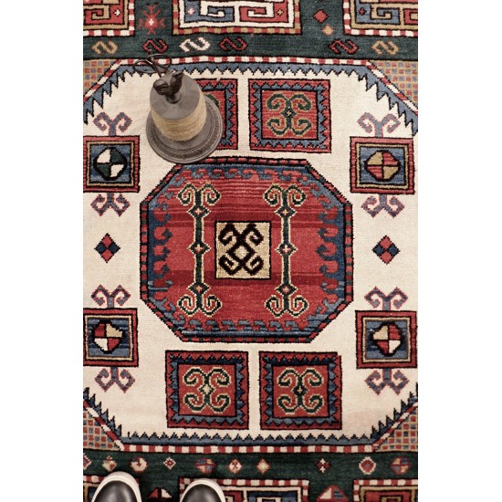 Pasargad Home Kazak Collection Hand-Knotted Wool Area Rug- 5'10" X 8' 6"