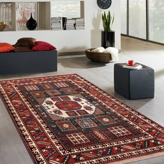 Pasargad Home Kazak Collection Hand-Knotted Wool Area Rug- 5'10" X 8' 6"