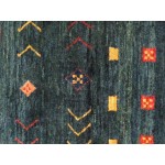 Pasargad Home Area Rug Gabbeh Hand-Knotted Lamb's Wool Green 3' 5" X 4'10"