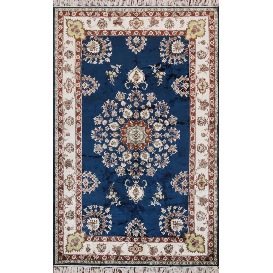 Pasargad Home Tabriz Hand-Knotted Silk Area Rug- 5' 0" X 8' 0"
