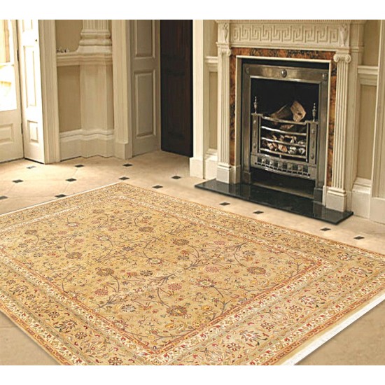 Pasargad Home Area Rug Tabriz Hand-Knotted Lamb's Wool Camel 9' 0" X 11'11"