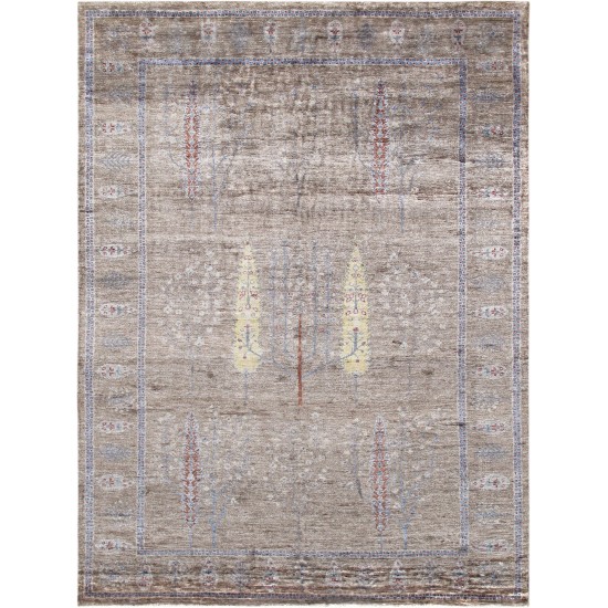 Pasargad Home Gabbeh Collection Hand-Knotted Silk Area Rug- 5' 8" X 7' 9"