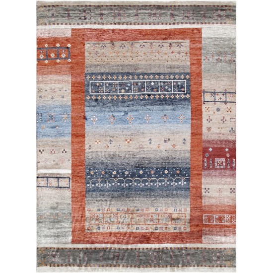 Pasargad Home Gabbeh Collection Hand-Knotted Silk Area Rug- 4' 0" X 6' 0"