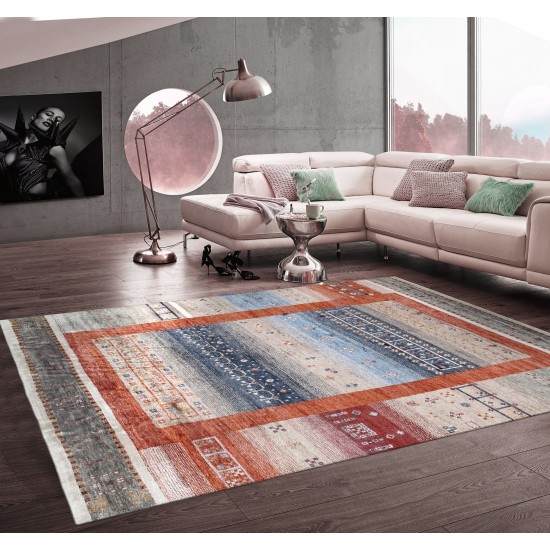 Pasargad Home Gabbeh Collection Hand-Knotted Silk Area Rug- 4' 0" X 6' 0"