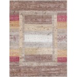 Pasargad Home Gabbeh Collection Hand-Knotted Silk Area Rug- 5' 9" X 7' 8"