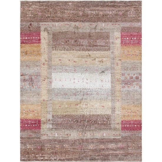 Pasargad Home Gabbeh Collection Hand-Knotted Silk Area Rug- 5' 9" X 7' 8"